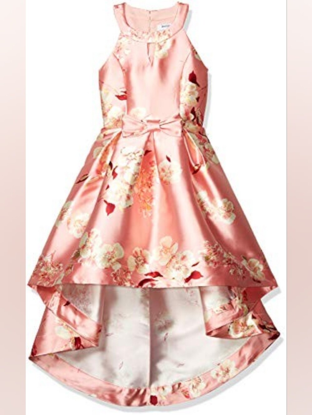 Speechless Girls' Floral Hi-Low Satin Dress - Pink